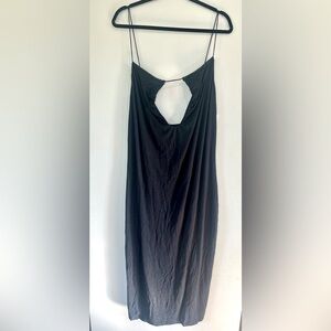 Good American Good Touch Plunge Scoop Midi Dress Black NEW 5XL Open Back Stretch